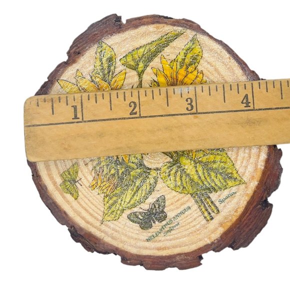 Wood Coasters Decoupaged Art with Yellow Sunflowers and Vintage Truck Napkins - Picture 9 of 12